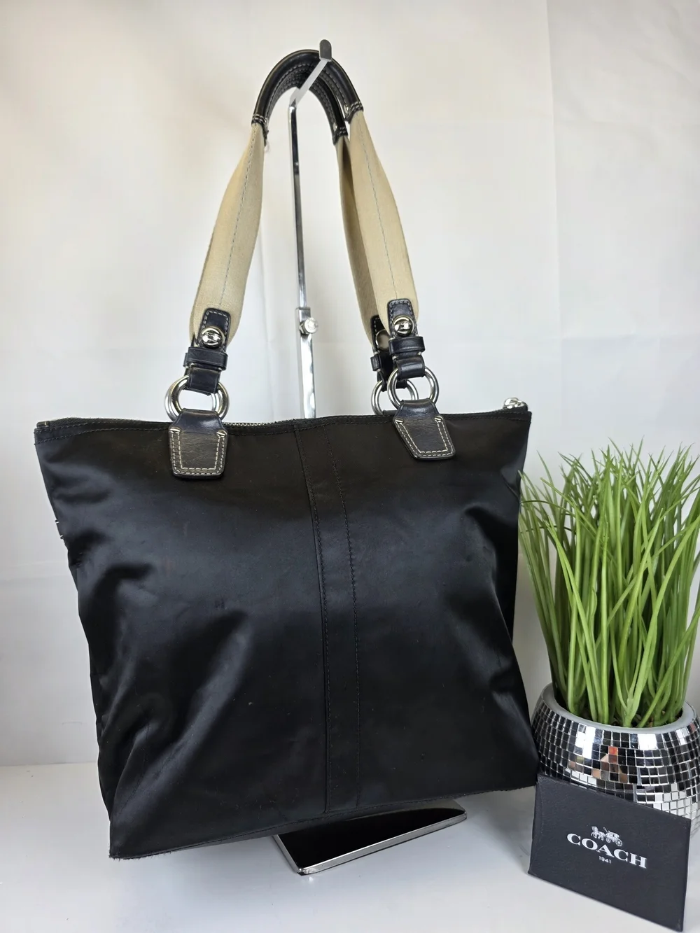 Coach Hampton Black Nylon Shoulder Tote Bag